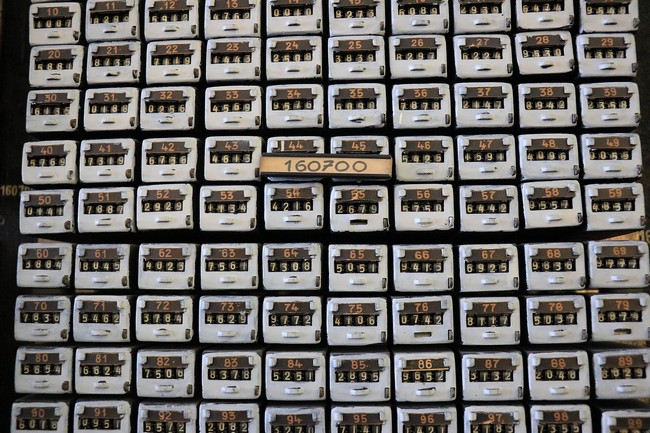 T7A1 telephone exchange subscriber traffic counters - photo by Károly Teleki Traffic counters